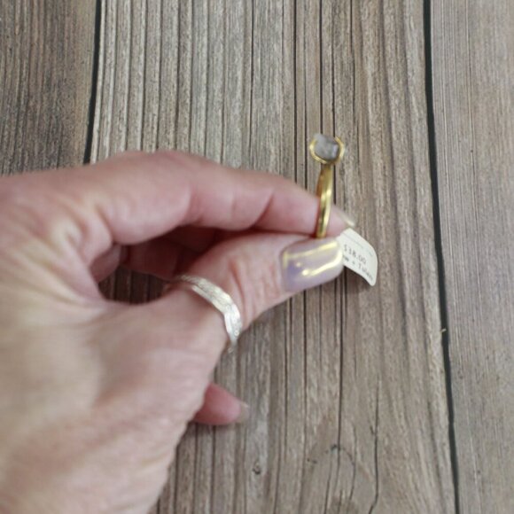 Quartz Gemstone Ring 7 Gold Quartz Stacking Gypsy Bohemian Gift Boho Dainty NWT - Picture 3 of 12